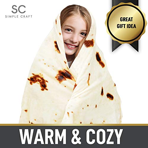 Simple Craft (60 Inch) Tortilla Giant Burrito Blanket For Adults & Kids
