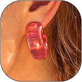 Chunky Acrylic Hoop Earrings for Women Thick Resin Open C Hoop Earrings Colorful Statement Geometric Earrings Jewelry Accessories