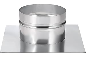 PATIKIL 6" Duct Connector Flange, Galvanized Air Ducting Mounting Plate Dryer Vent Chimney Top Plate Square to Round for Heat