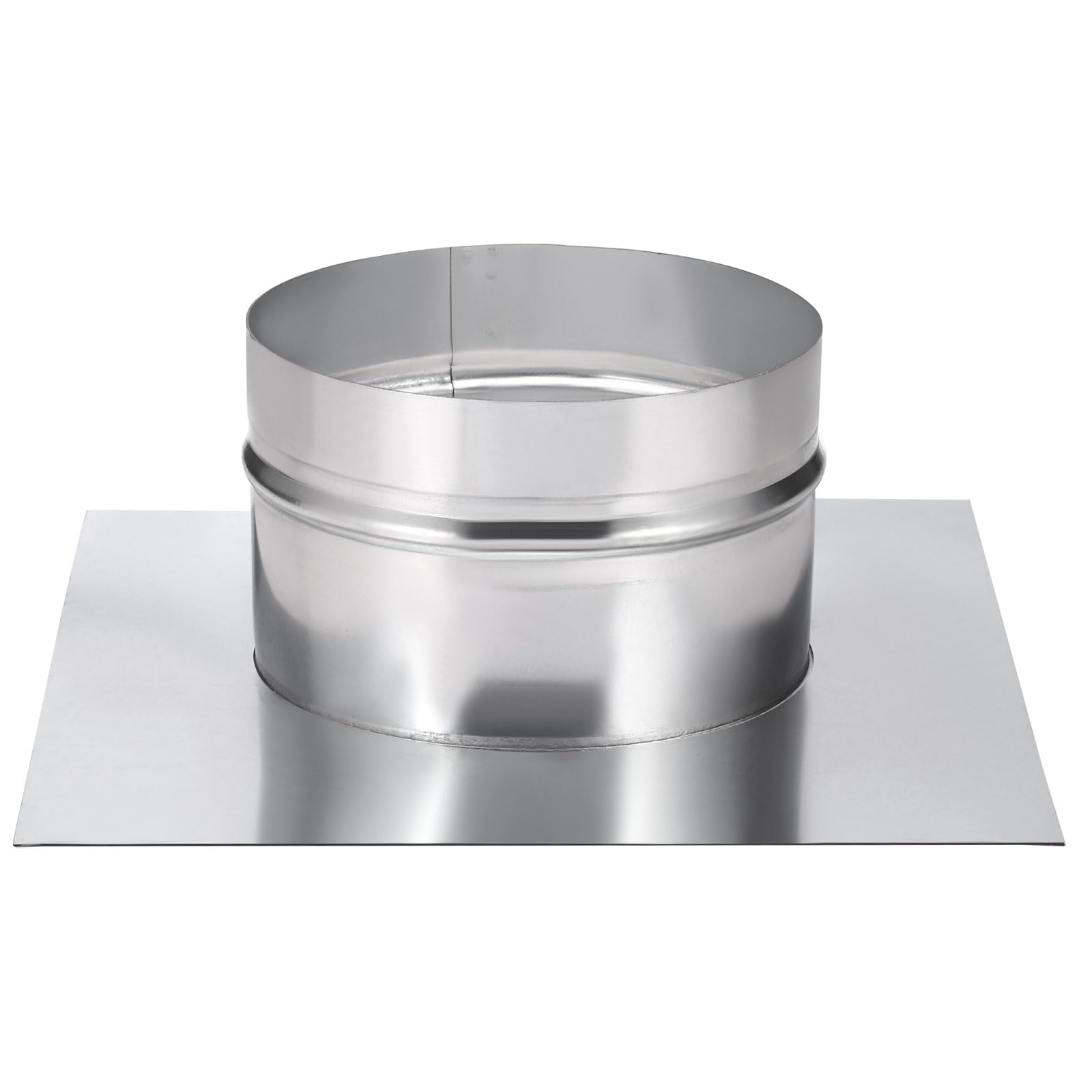 PATIKIL 6" Duct Connector Flange, Galvanized Air Ducting Mounting Plate Dryer Vent Chimney Top Plate Square to Round for Heating Cooling Ventilation HVAC Exhaust Fan Vent Systems, 10"x10"