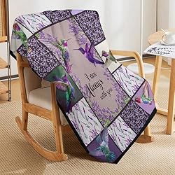 Hummingbird Print Blanket Purple Lavender Bird