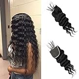 Ugrace Hair Loose Wave Closure Virgin Human Hair Lace Closure with Baby Hair Soft and Bouncy 4x4 Inch Crochet Closure with Bleached Knots Natural Color Can Be Dyed and Bleached 8 Inch Free Part