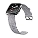 QIBOX Bands Compatible Fitbit Versa, Replacemement Woven Fabric Wrist Strap Quick Release Watch Band Classic Square Stainless Steel Buckle Compatible Fitbit Versa Fitness Smart Watch(Gray)