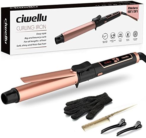 Hair Curling Iron 1.25" Curling Wand Tourmaline Ceramic Barrel Professional Hair Salon Curler Tool for All Hair Types, LCD Display Temperature( 180°F-430°F) Anti-scalding Handle,Dual Voltage