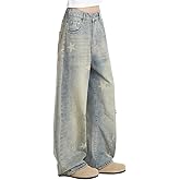 kakarin choyx Vintage Casual Y2K High Waisted Straight Leg Star Jeans Fashion Cute Printed Gradual Pants for Women