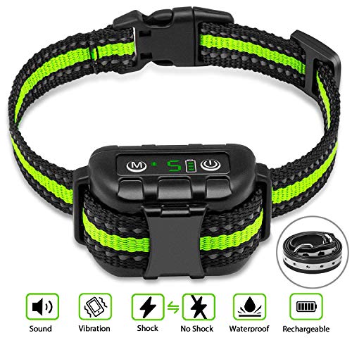 Bark Collar No Bark Collar Rechargeable Anti bark Collar with Adjustable Sensitivity and Intensity Beep Vibration and No Harm Shock Bark Collar for Small Medium Large Dogs