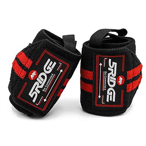 5RIDGE Weight lifting Wrist Wraps - Professional Grade with Thumb Loops. Wrist Supports Braces for Men & Women Strength Training gym fitness fist straps Sold as Pair One Size Fits All