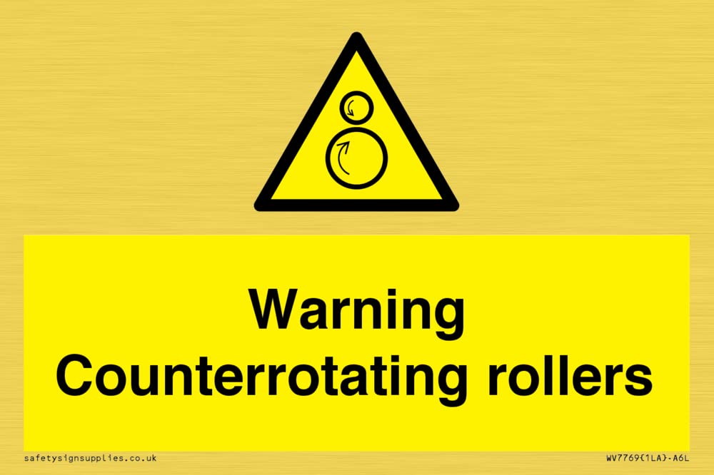 Warning Counterrotating rollers Sign - 150x100mm - A6L