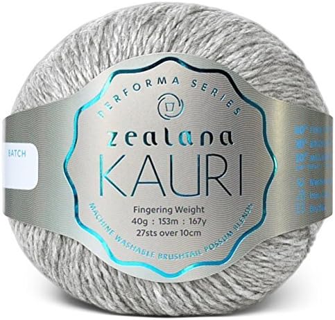 Zealana 40 g 60 Percent Merino 30 Percent Possum 10 Percent Silk Kauri Fingering Yarn, Ashen by Zealana