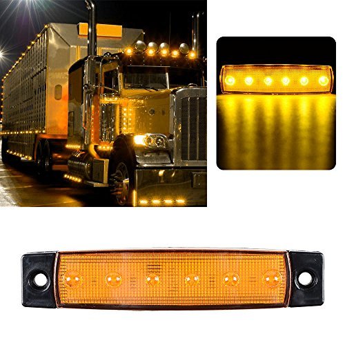 image for Anzio 5pcs 6-LED Surface Mount Side Marker Indicator Light 12V with Pa