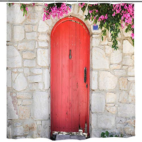 Wubodti Tuscan Decor Shower Curtain Rustic Wall House With