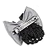 So Beauty Women's Rhinestone Pleated Bowtie Snood Hair Net with French Barrette for Buns Black