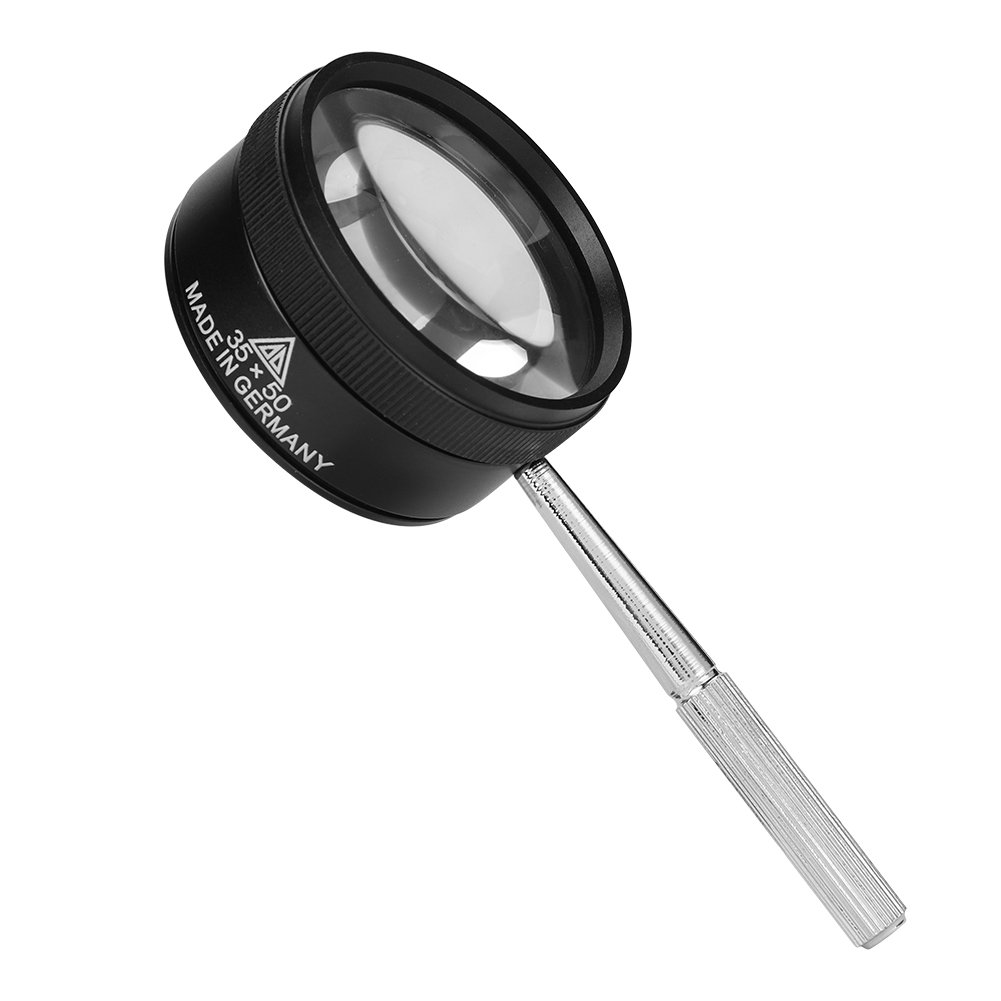 35X Metal Handheld Magnifier Double Optical Lenses Jewelry Appraisal Magnifying Glass Scientific Document Reading Loupe Round Magnifier for Books Newspapers Maps Coins Hobbies Crafts