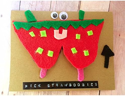 Pick StrawBoobies. Funny Cheeky Love Valentine's Day funny pun card secret boob message: Luv U Berry Much
