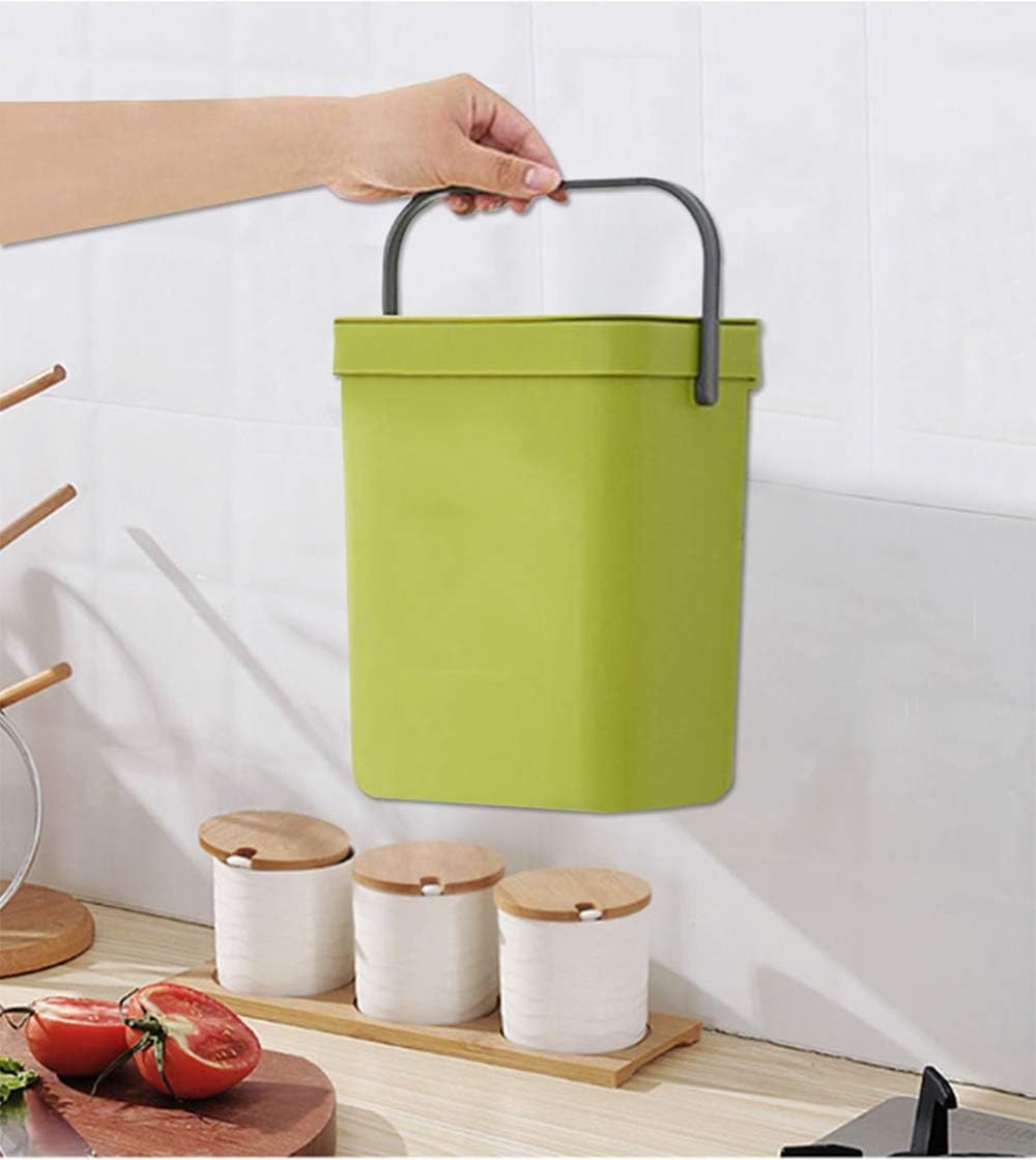 Gereen 1.3 Gallon Compost Bin, 2 Pack Compost Bucket Small Trash Can Wastebasket with Lid for Kitchen Countertop Under Sink (Green): Kitchen & Dining