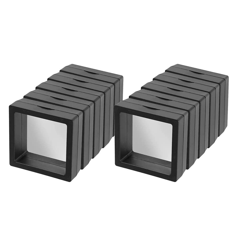 Tiardey 10PCS 3D Floating Frame Display Holder Stands PE Film Transparent Jewelry Storage Box Anti Tarnish Coin Holder - Black