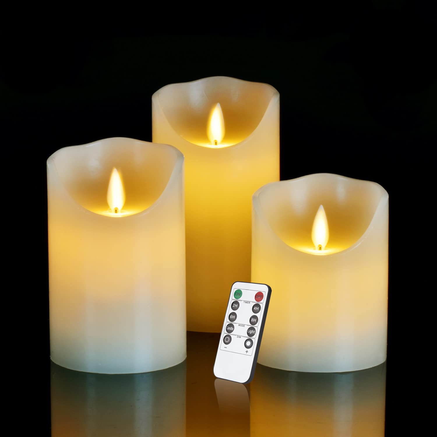 Photo 1 of ***Missing battery compartment lid***antizer Flameless LED Candles 4" 5" 6" Set of 3 Dripless Real Wax Pillars Include Realistic Flames and 10-Key Remote Control with 24-Hour Timer Function***Missing battery compartment lid***