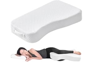 Livemy Leg Pillow for Side Sleepers, Memory Foam Knee Pillow for Side Sleeping, Leg Elevation Pillow for Hip/Back/Sciatica Pain Relief Helps Spine Alignment -18"x30" (4 INCHES) (White, L)