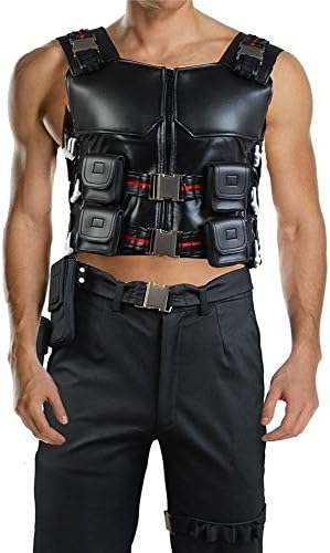 DaDacos Black PU leather Vest Cosplay Costumes for Men (XX-Large)