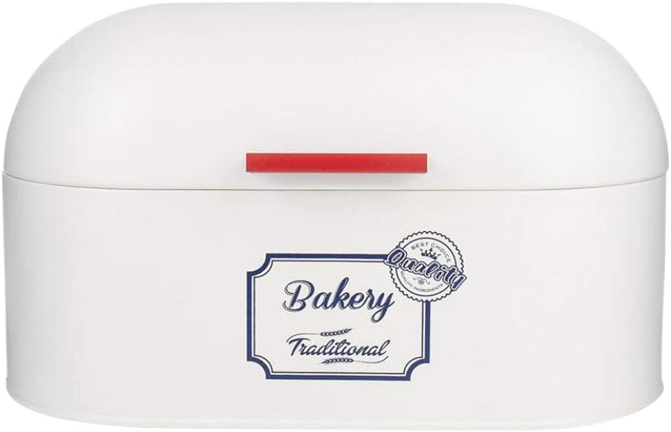 F Fityle Caja de Pan con Tapa de Metal, 32x16x12 cm - Blanco ...