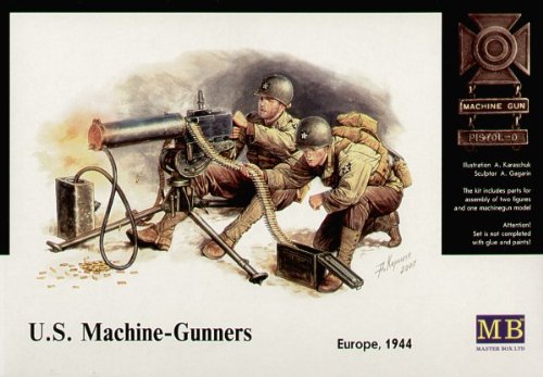 Master Box WWII US Machine Gunners (2) with Browning M1917A1 MG Figure Model Building Kits (1:35 Scale)