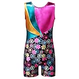 Leotards for Girls Gymnastics with Shorts Biketards Floral Stars Rainbow Blue