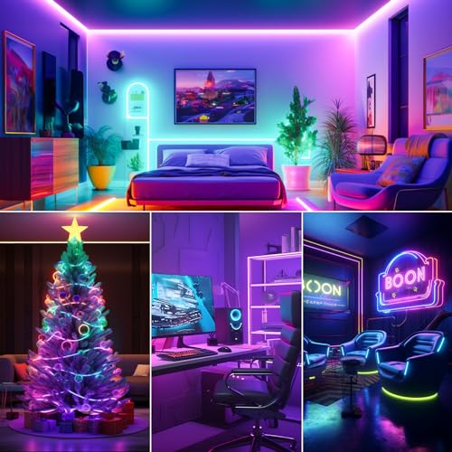 Realky LED Strips, 15 m RGB LED Camera, Bluetooth APP Controlled Gaming Lights, LED Strip Music Synchronic, Colorful Lights Timer for Decorating TV, Kitchen, Party, Children's Room
