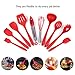 iLOME Silicone Spatula Utensil Set Heat-Resistant Non-Stick Cooking Baking Utensils with Hygienic Solid Coating Spatula Set 10 Pieces(Red)