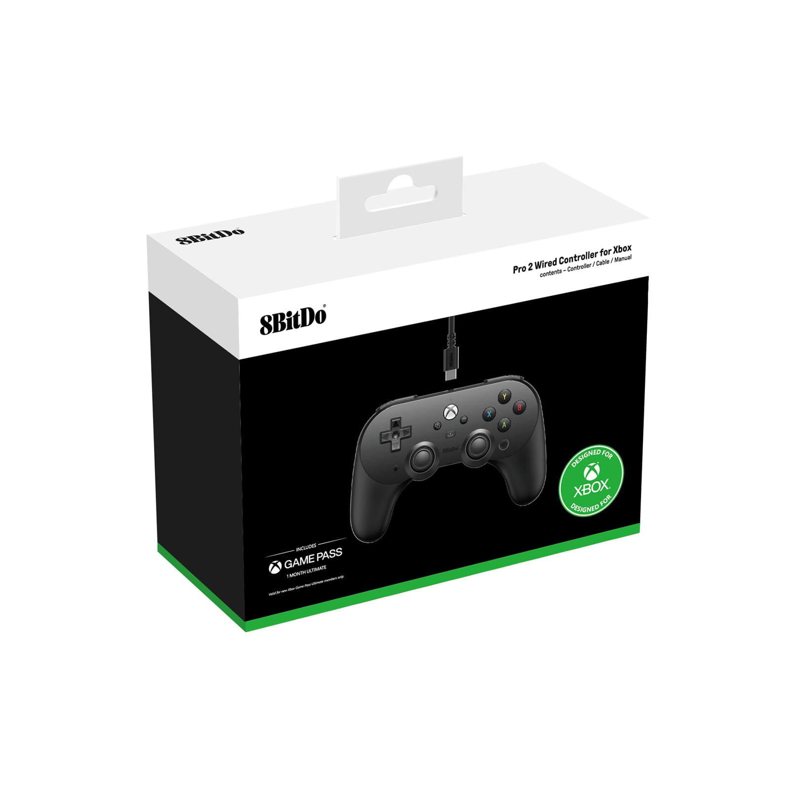 8Bitdo Pro 2 Hall Effect Joysticks/Hall Trigger Wired Controller with Back Buttons, 3.5mm Audio Jack and Mic Mute Button for Xbox Series X|S, Xbox One, Windows 10/11 - Officially Licensed (Black)