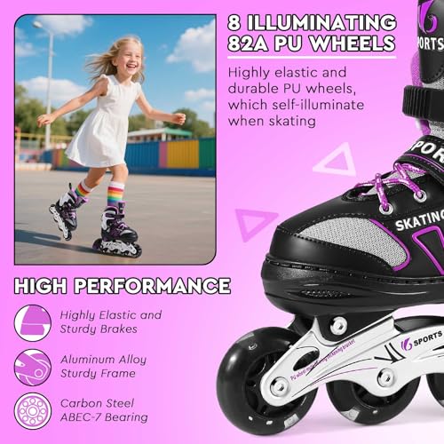 Adjustable Inline Skates for Boys and Girls with Luminous Wheels Roller Skates for Beginners and Women