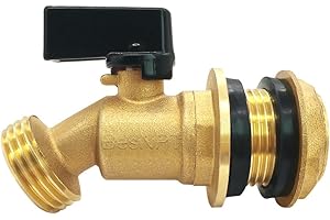 BesNPT Brass Rain Barrel Spigot Water Tank Faucet, 3/4" NPS Male Inlet to 3/4" GHT Male Outlet, Quarter Turn Bulkhead Ball Valve