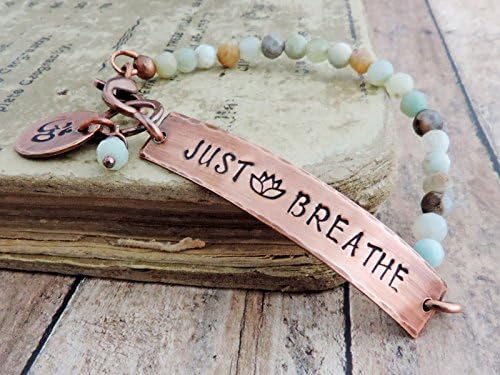 Just Breathe Copper Beaded Yoga Bracelet