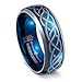 THREE KEYS JEWELRY 6mm 8mm Tungsten Titanium Wedding Ring Blue Laser Celtic Knot Engagement Band for Men Women