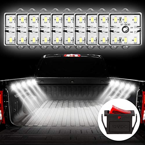 Favoto Truck Bed Light Van Interior Light RV Interior Lights 5730 SMD Super Bright On/Off Switch Included IP67 Waterproof LED Ceiling Lights for Van RV Boats Caravans Trailers (10 Modules)
