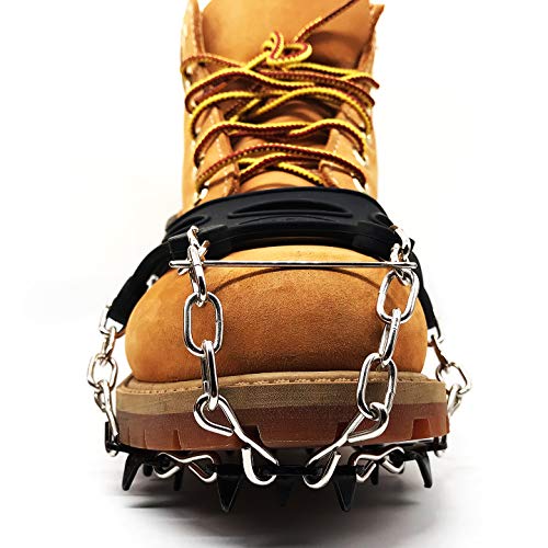 MOTYYA Traction Cleats Ice Snow Grips Anti-Slip Stainless Steel 18 Spikes Crampons Non-Slip ice Climbing Shoes Cover for Walking, Hiking, Jogging with Portable Bag （General Model） - Thumbnail 3