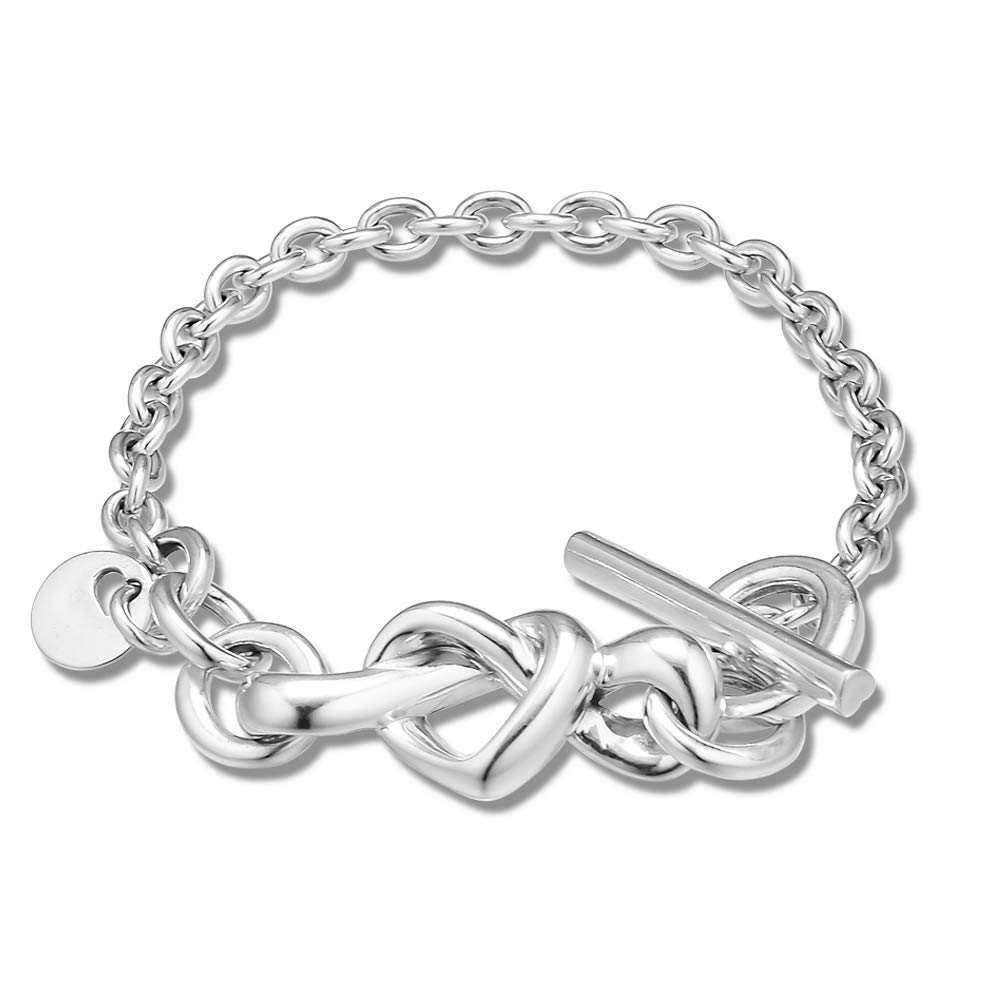 PANDOCCI 2019 Knotted Heart Bracelet for Woman 925 Silver DIY Fits for Original Pandora Charm Fashion Jewelry (16CM)