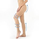 Compression Tights Women, 20-30mmHg Graduated Support Compression Pantyhose for Women Footless Medical Compression Stockings High Waist Compression Leggings for Varicose Veins, Edema, DVT