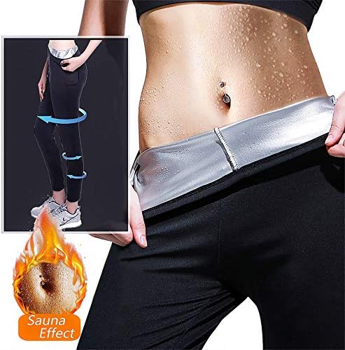 EGEYI Women Sauna Weight Loss Slimming,Sauna Suit Workout,Neoprene Pants Side Pocket Hot Thermo Sweat Leggings