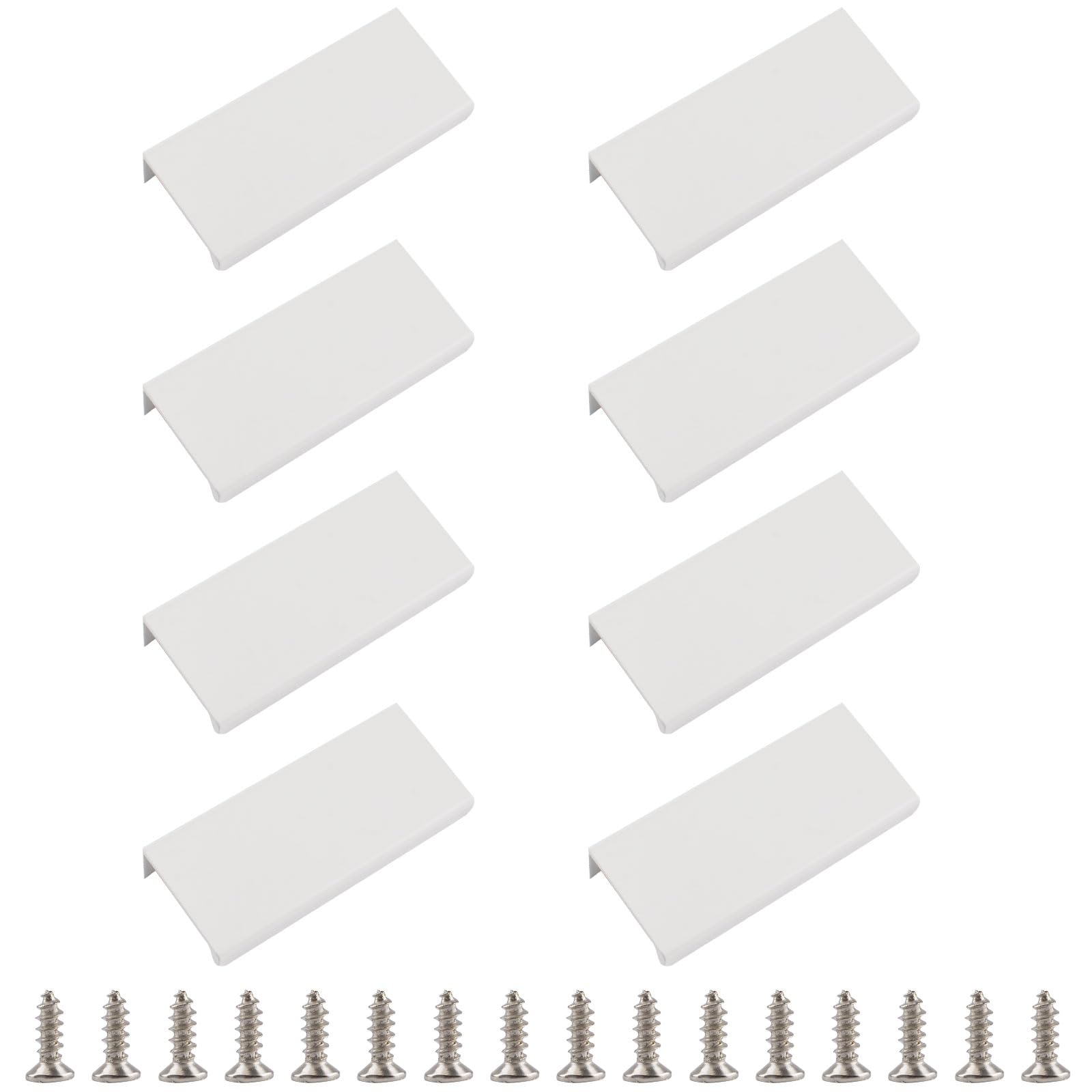 MOROBOR Finger Edge Pull, 8pcs Concealed Handle Modern Style Drawer Handle,Aluminum Alloy Invisible Handle Wardrobe Handle for Cabinet Hardware Drawer(White,80mm)