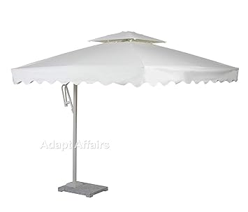 Invezo Impression Garden Umbrella 2.5 x 2.5 sq meter - Side Pole Square Umbrella with Aluminum Pole and Base - White (Garden Umbrella / Outdoor Umbrella / Patio Umbrella / Pool Side Umbrella / Cantilever Umbrella / Resort Umbrella / Cafe Umbrella)