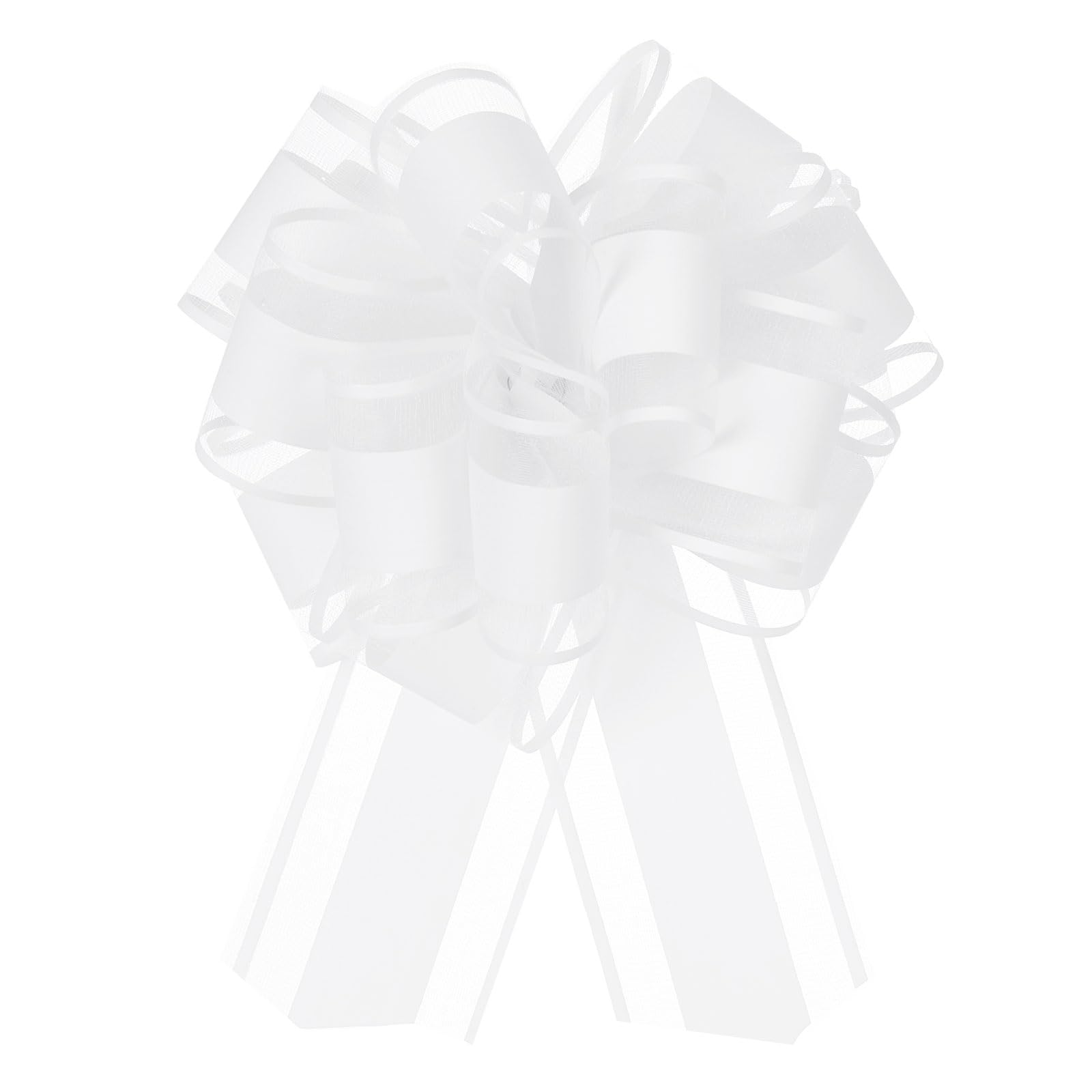 Uxcell 5pcs 6 Inch Large Big Pull Bow Organza Gift Wrapping Bows Ribbon for Wedding Car Baskets Presents Christmas Bow, White