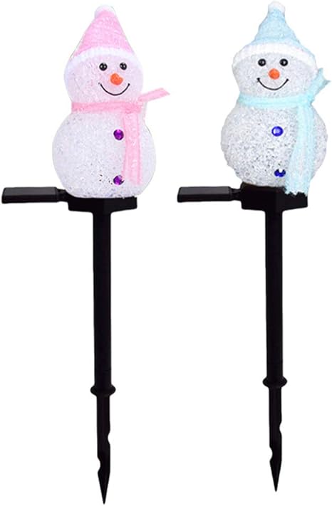 SOLUSTRE 2 Stücke LED Solarleuchten Schneemann Figur Solar