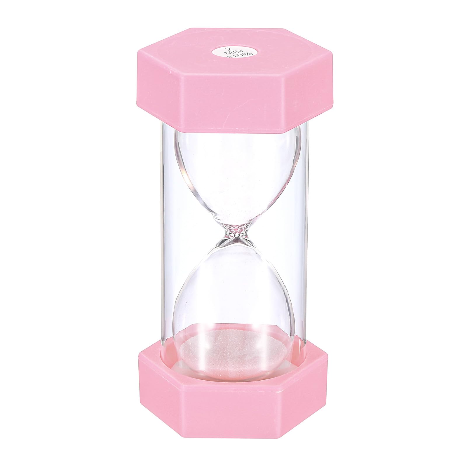 PATIKIL 2 Minute Sand Timer, Hexagon Small Sandy Clock with Plastic Cover, Count Down Sand Glass for Games, Kitchen, Party Favors DIY Decoration, Pink