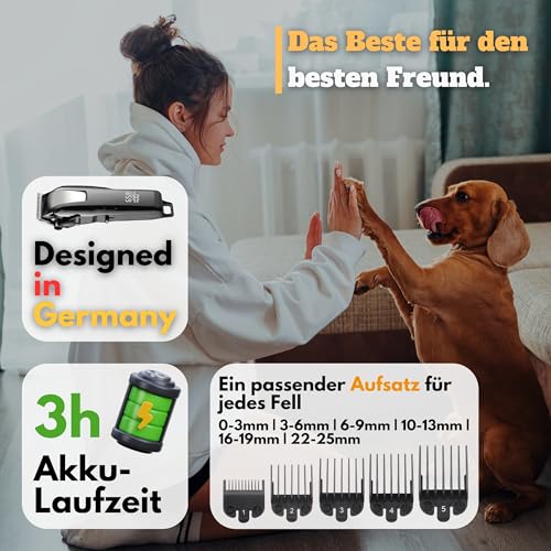 Alpenstern Dog Clippers - Quiet Professional Clipper for Dog Cat Horse Thick Fur - Dog Trimmer Dog Hair Trimmer Dog Razor - 3h Battery