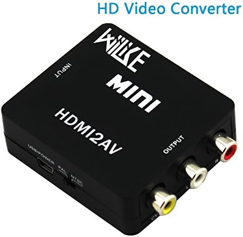 Wiilike 1080P HDMI to AV 3RCA CVBs Composite Video Audio Converter Adapter HDMI 2 AV Supporting PAL/NTSC PC /Laptop /Xbox/ PS4/ PS3 /TV /STB /VHS /VCR Camera /DVD black