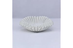 CRAFTFOBIA Marble Ruffle Bowl Handcrafted Decorative ScallopBowls - Antique Catchall Jewelry Dish Fruit Organizer for Home & Kitchen (10 inches)