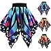iDWZA Women Retro Butterfly Print Evening Party Asymmetrical Skirts Swing Dress