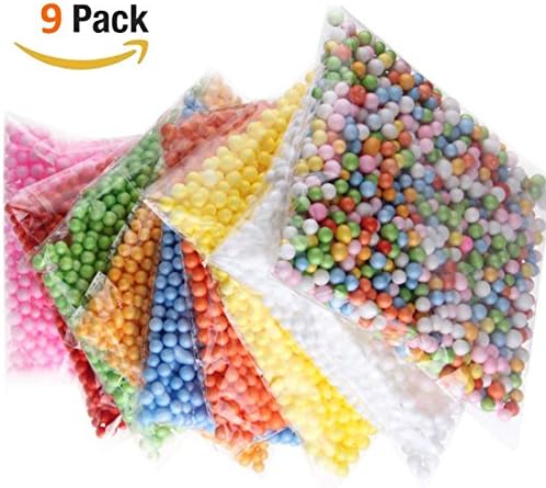 Styrofoam Foam Balls-9 Pack 0.08-0.14 Inch DIY Colorful Foam Balls Decoration Pillow filler