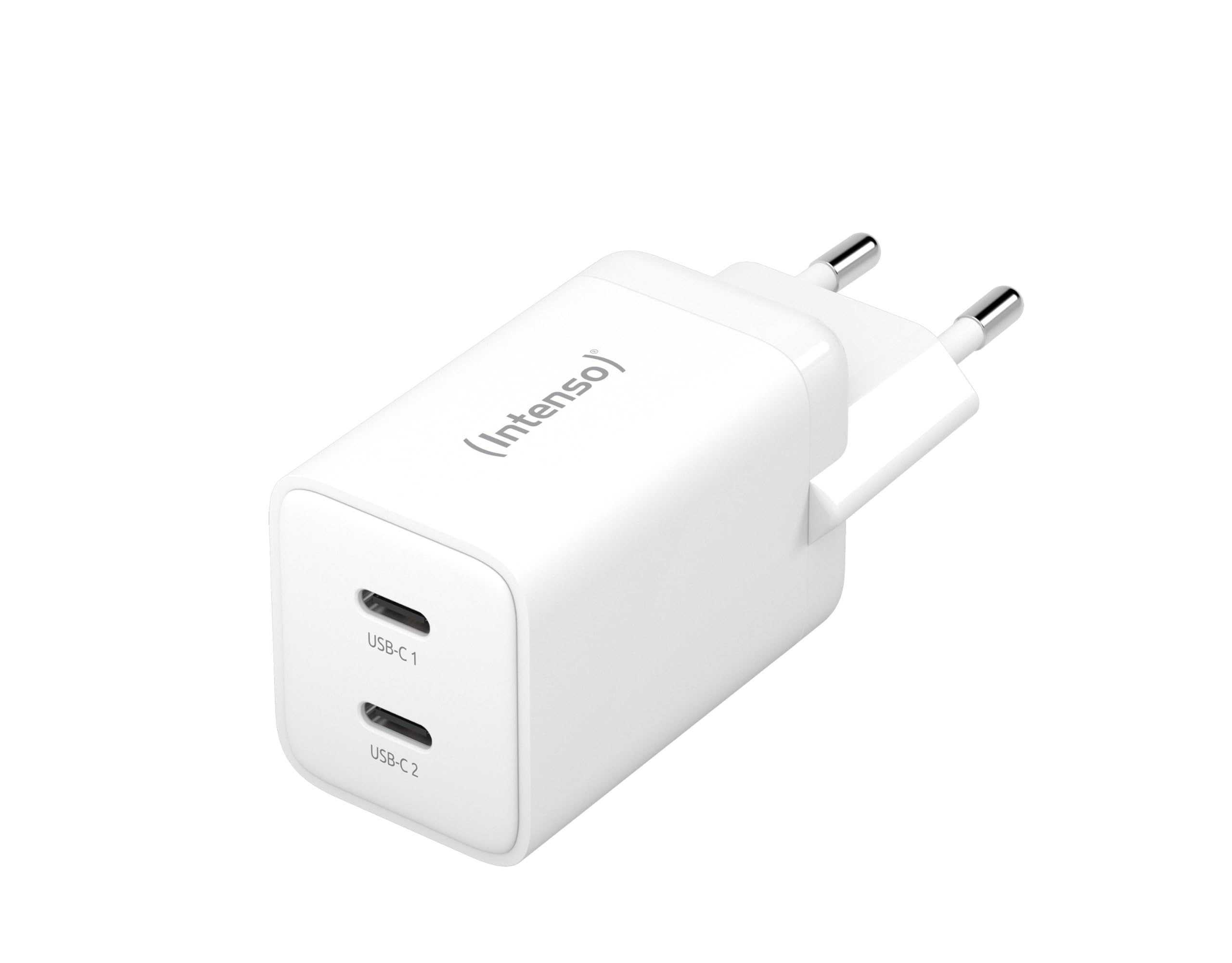 Intenso Power Adapter W40CC GaN, USB-C Netzteil mit 2 USB-C Anschlüssen, 40 Watt und GaN-Technologie für Smartphone, Laptop und mehr, weiß