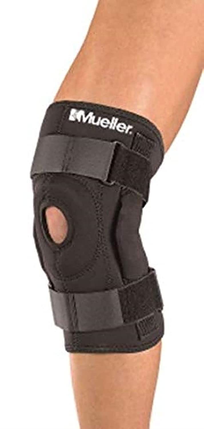 MUELLER Sports Hinged Wrap Around Knee Brace for Adults, Men and Womens Size, Knee Suport for Pain, Injury, or Arthritis, Black, Large